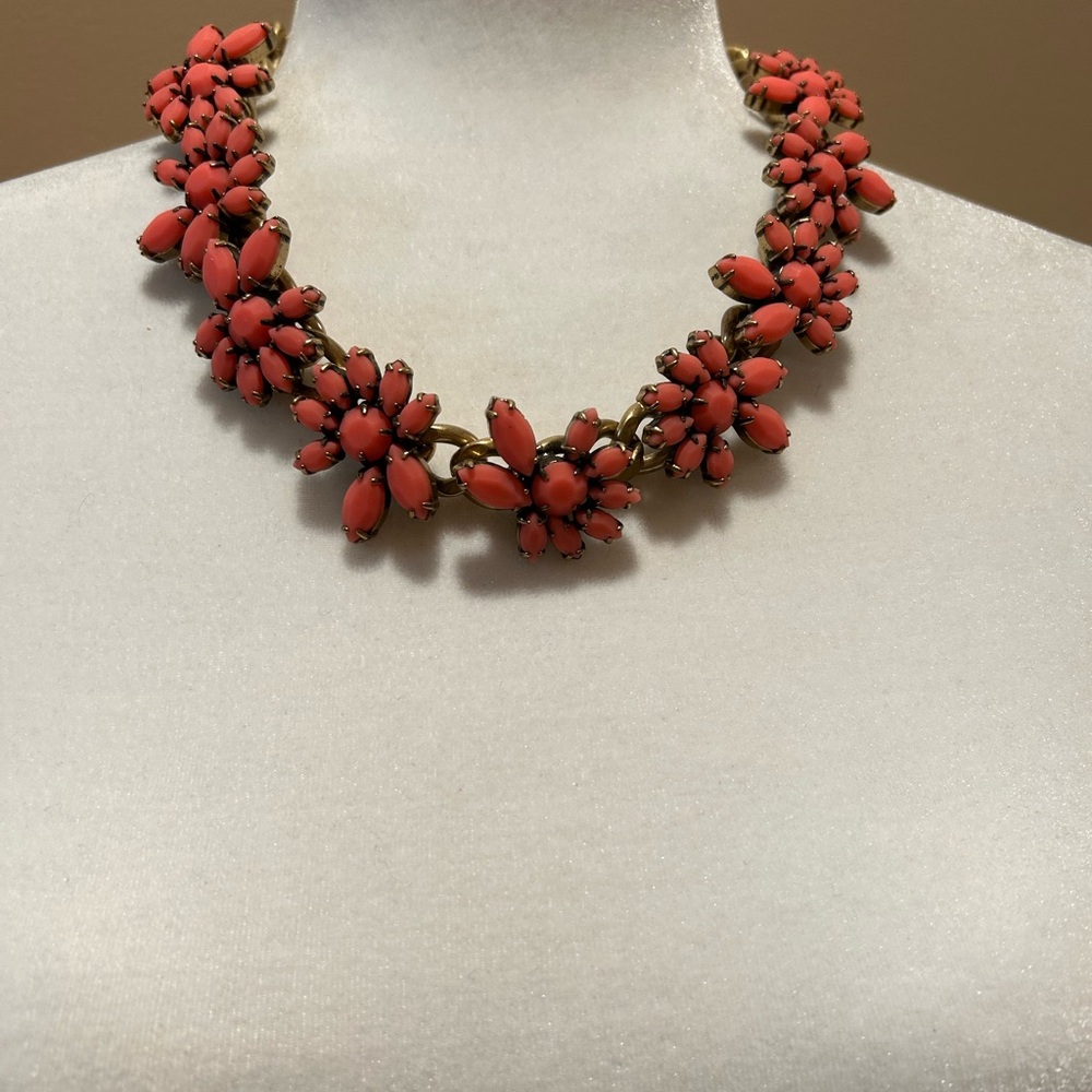 J. Crew Gold and Orange Statement Necklace